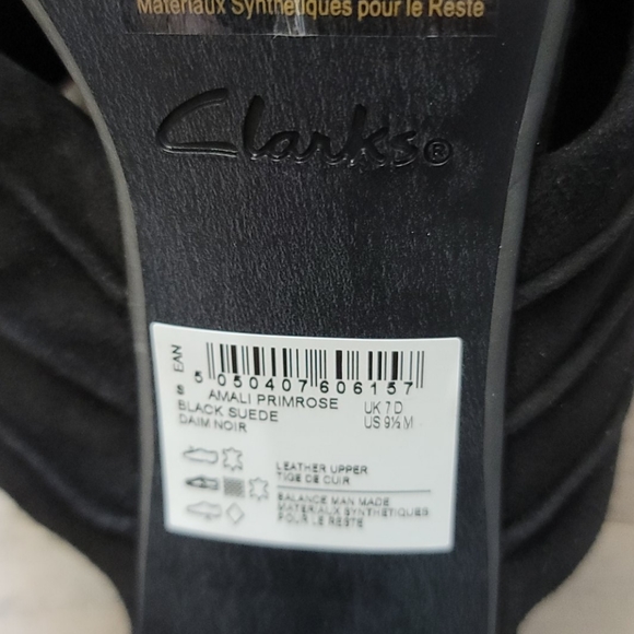 Clarks Amali shoes sandals 9.5 black suede - Picture 5 of 5